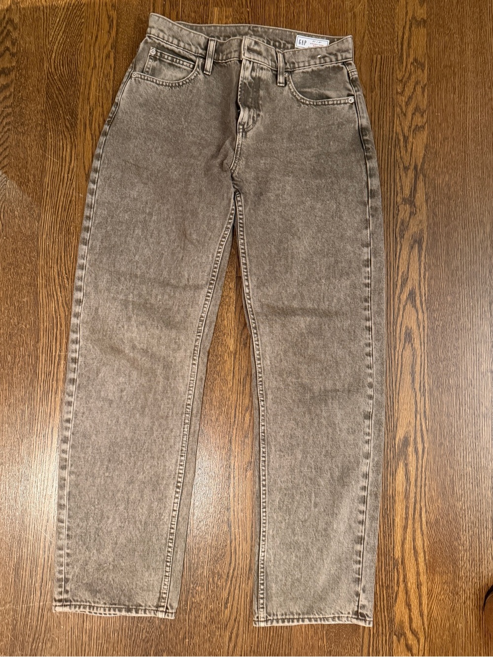 GAP mid rise straight taper jeans in brown acid wash size 27/4
